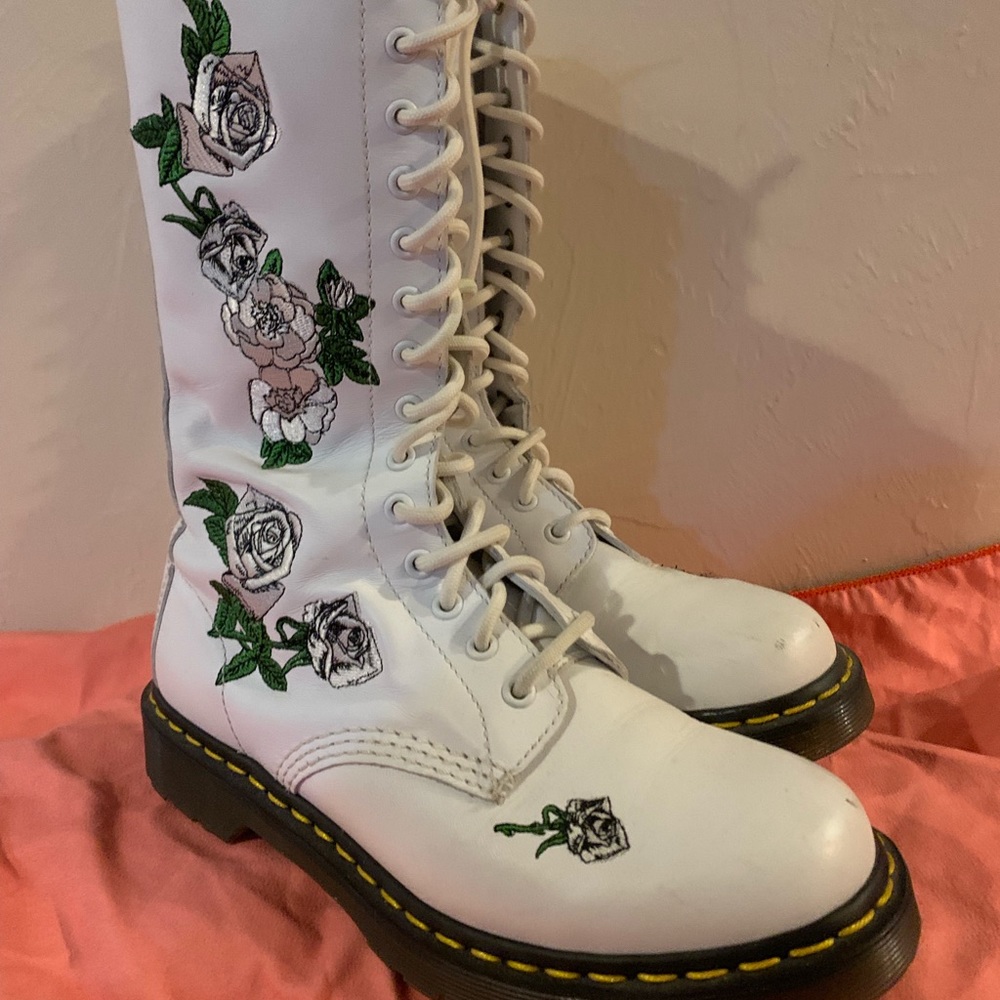 Dr. Martens White Floral Vonda Tall Boot